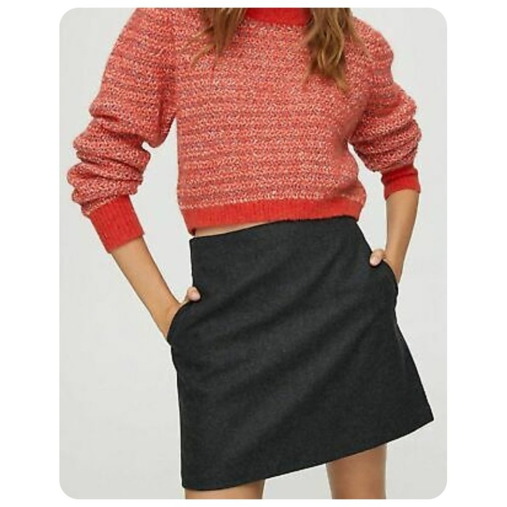 Wilfred Aritzia Gray Wool Cashmere Blend Skirt